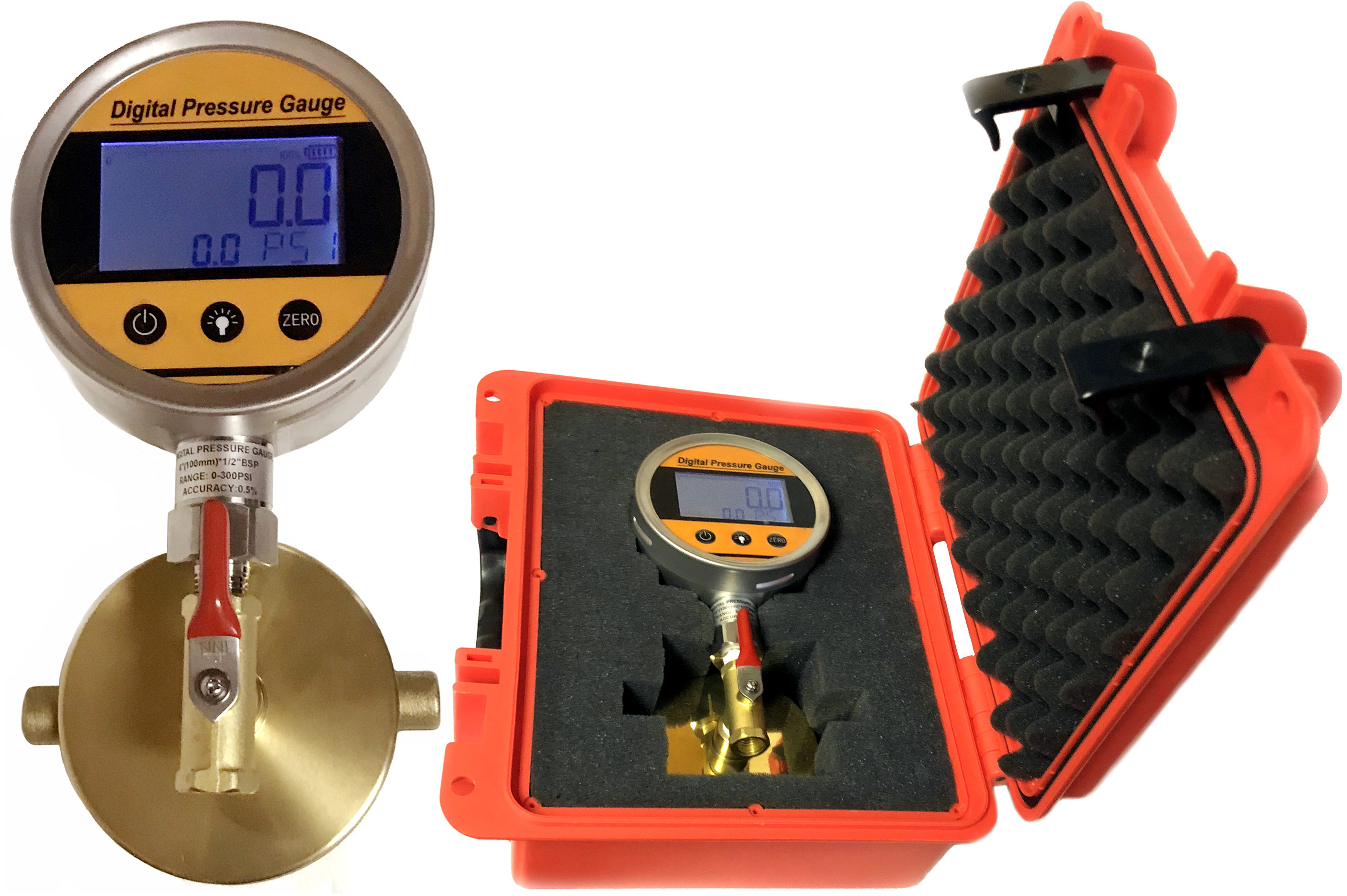 NNI Fire Hydrant Quick connect Static Pressure Gauge with Draincock 100 Psi 