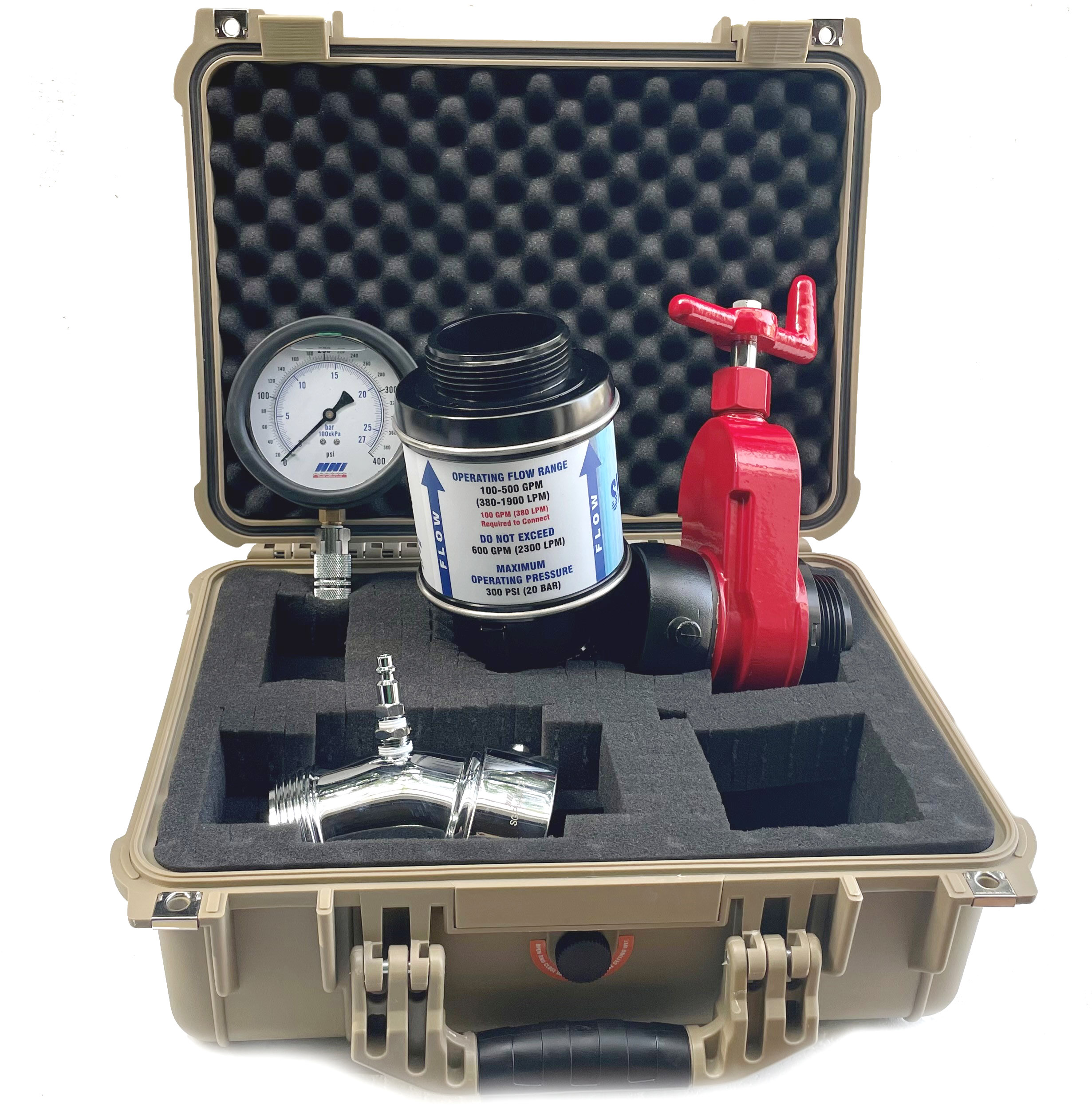 NNI Hydrant Flow Clamp-on Pitot Gauge – Dual Read 160psi 2120 GPM – With Case